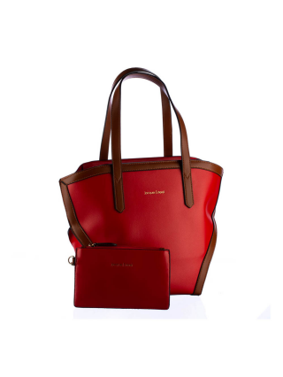 ΑΞΕΣΟΥΑΡ, Γυναικεία τσάντα Jacques Esterel Κόκκινο με Καφέ οικολογικό δέρμα - Kalapod.gr